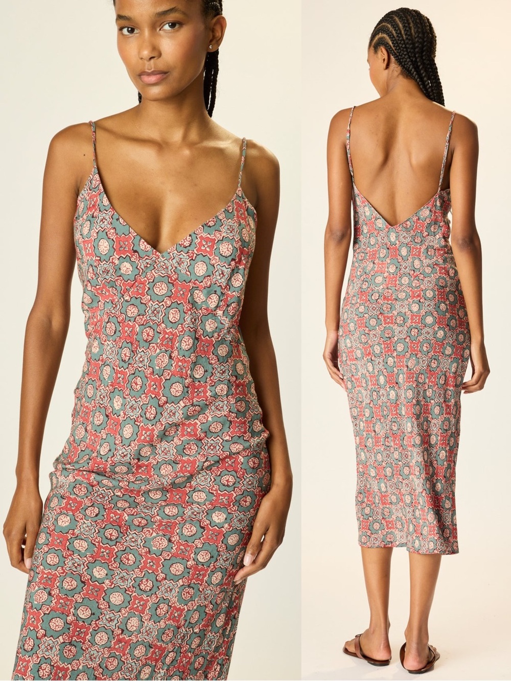 Natalie Martin NWT Eve Slip Midi Dress Spanish Tile Jade Medium